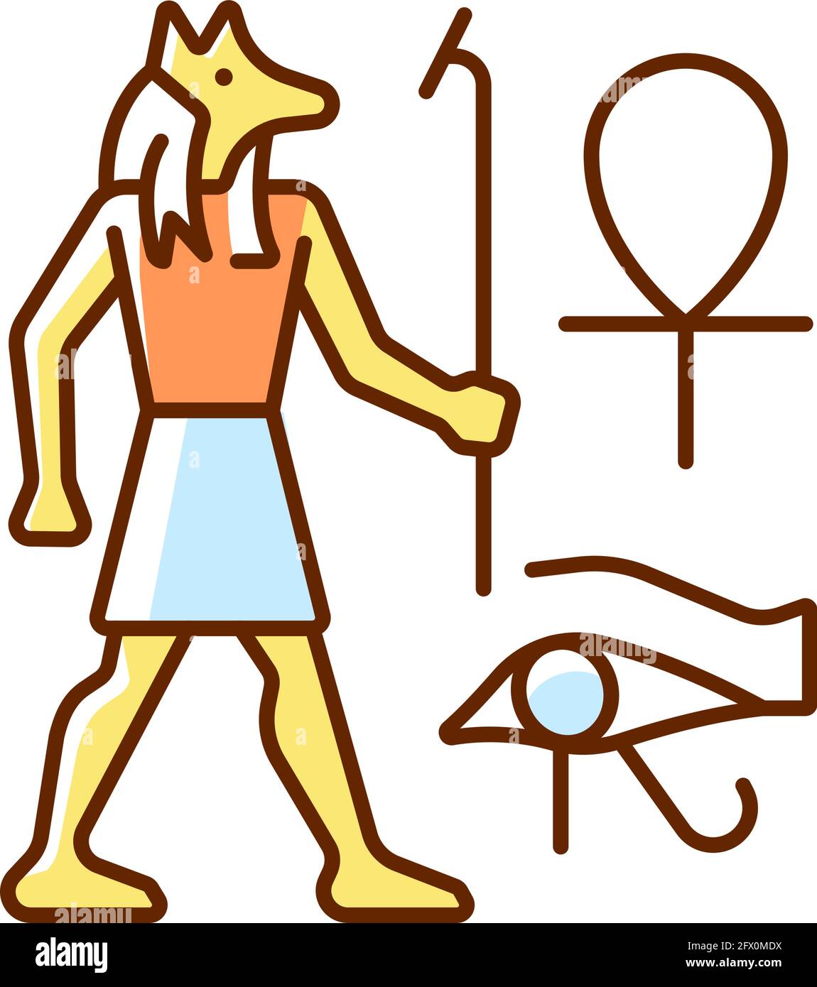 Egyptian wall drawings RGB color icon Stock Vector Image & Art - Alamy