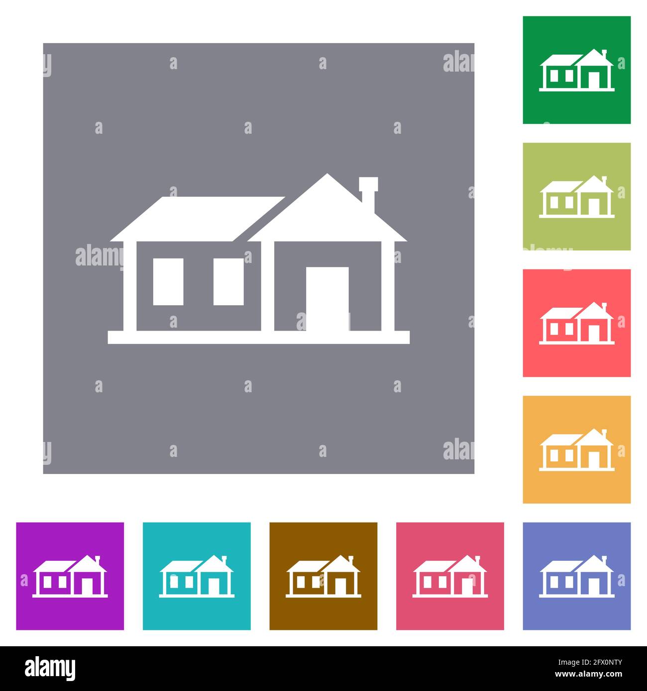 Family house flat icons on simple color square backgrounds Stock Vector ...