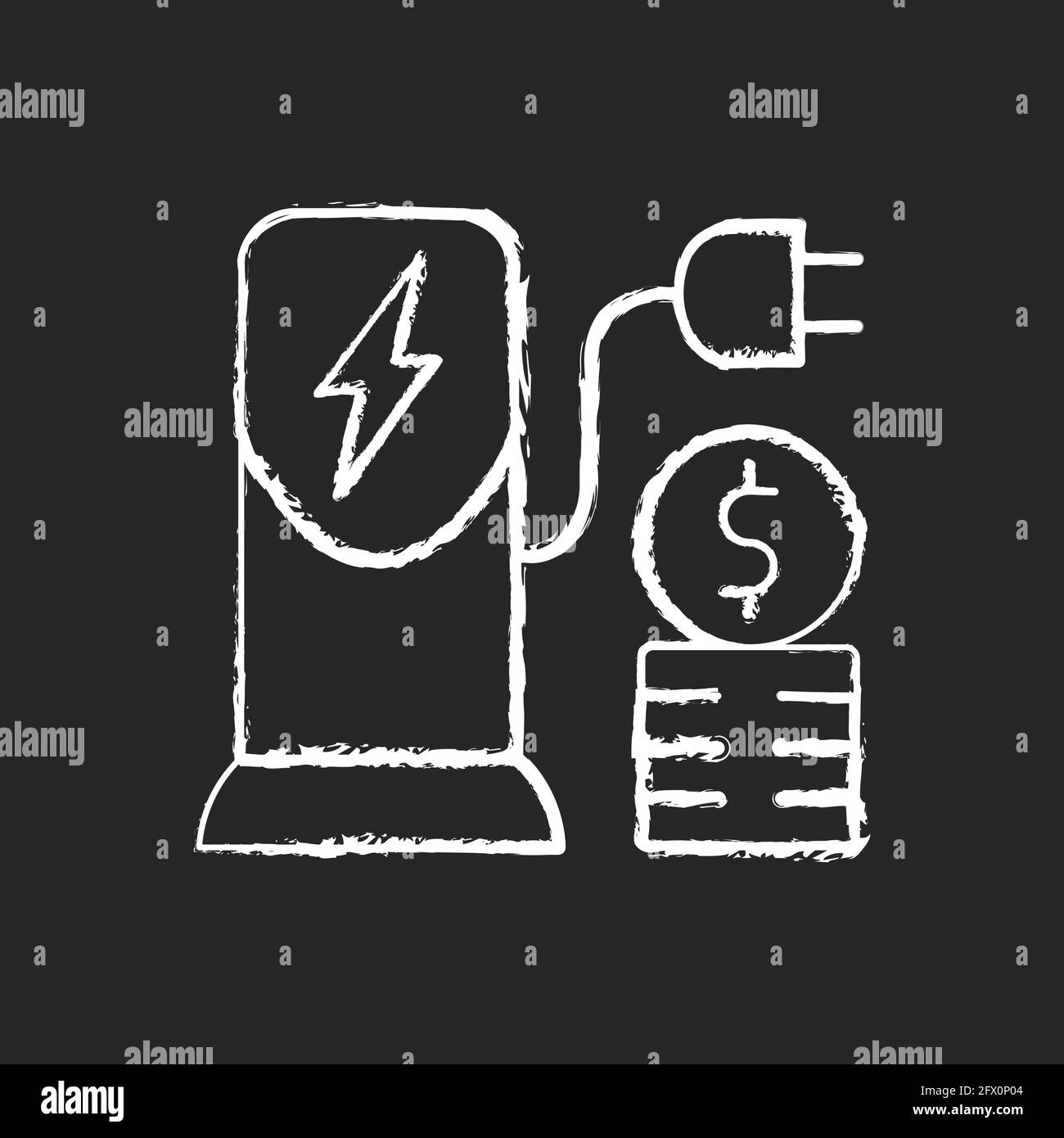 Charging cost chalk white icon on black background Stock Vector Image