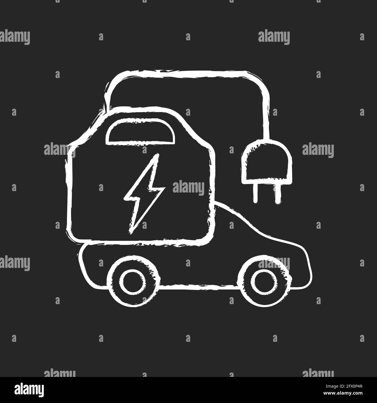 Portable EV charger chalk white icon on black background Stock Vector