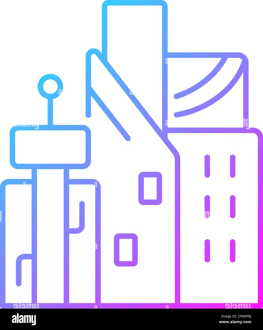 Cyberpunk city gradient linear vector icon Stock Vector