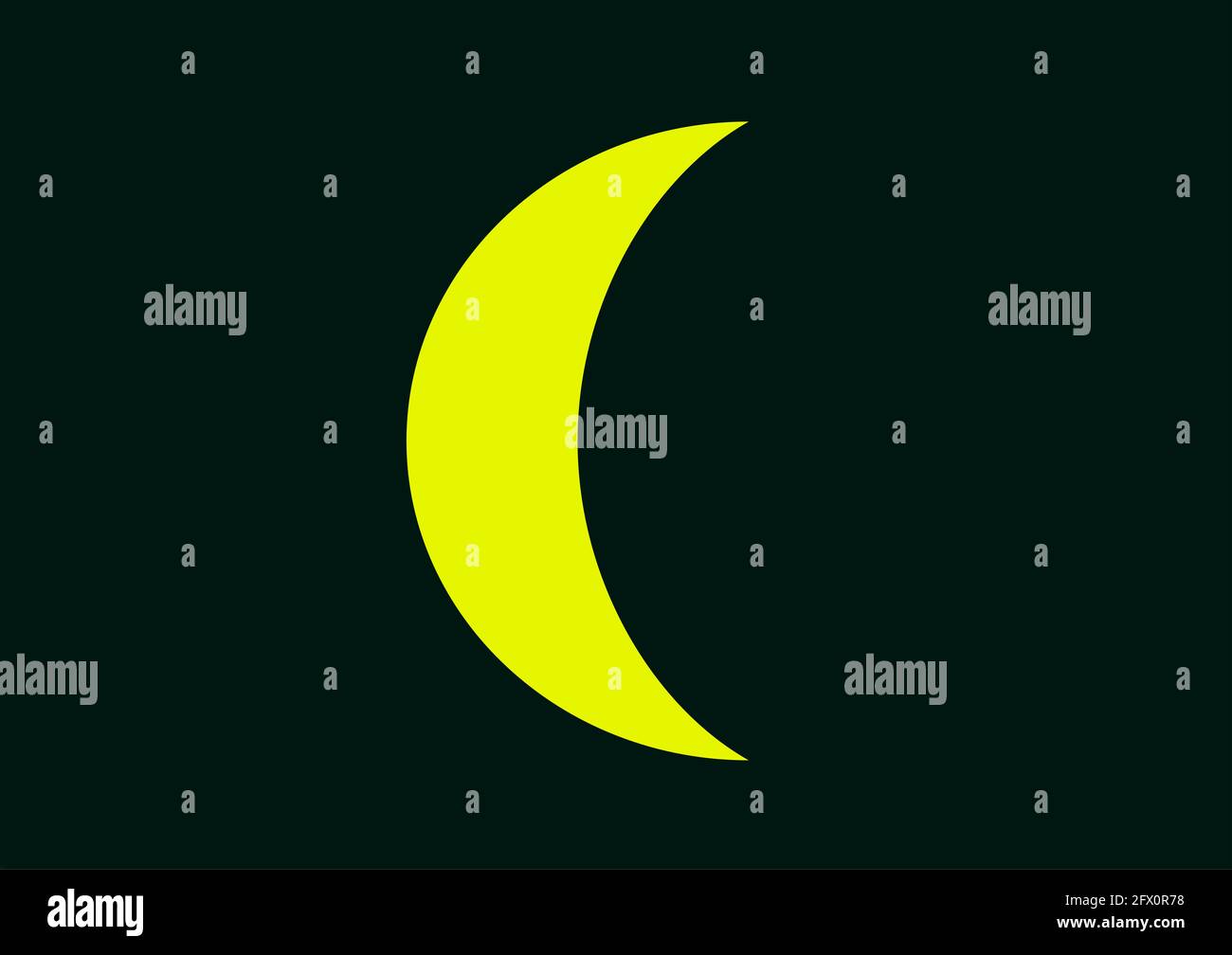 Gelbe Mondsichel, Nachthimmel, Schwarzer Hintergrund Stock Photo