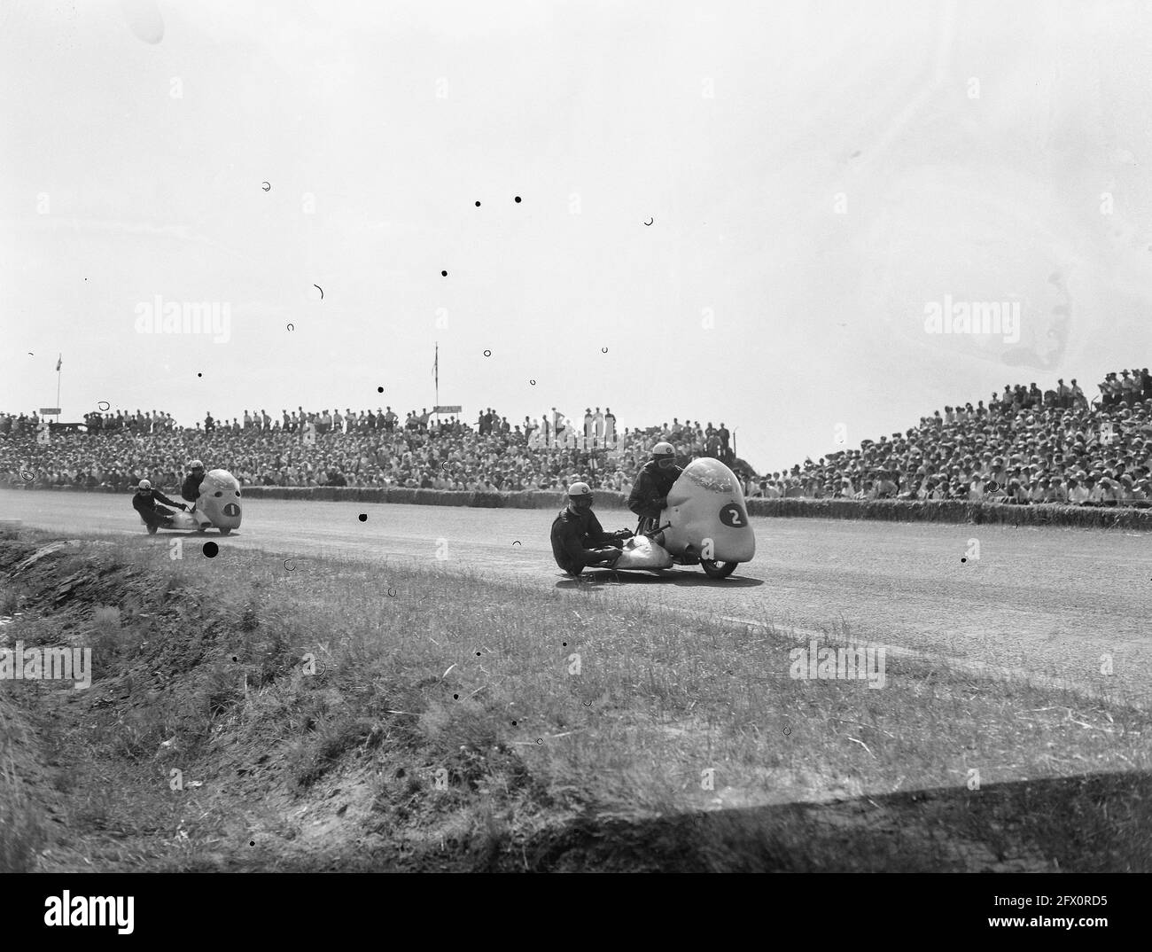 Sidecars. Wilhelm Noll / Fritz Crohn (Germany, 2nd), July 16, 1955, motorsports, The Netherlands, 20th century press agency photo, news to remember, documentary, historic photography 1945-1990, visual stories, human history of the Twentieth Century, capturing moments in time Stock Photo