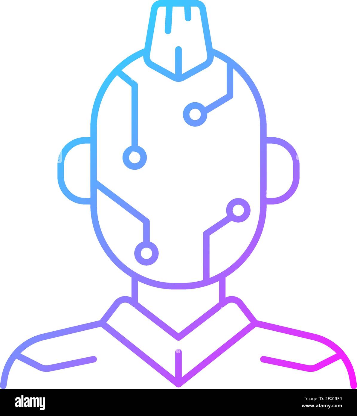 Face microcircuit gradient linear vector icon Stock Vector