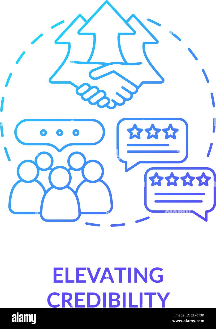 Elevating credibility navy gradient concept icon Stock Vector