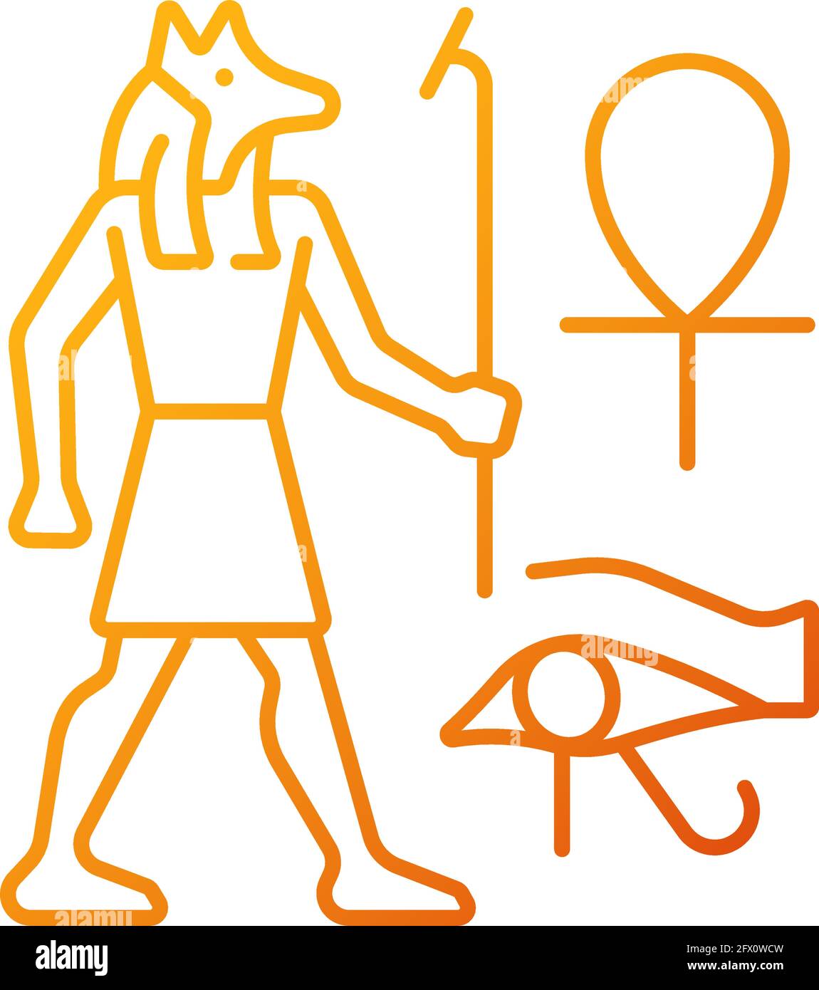 Egyptian wall drawings gradient linear vector icon Stock Vector Image ...