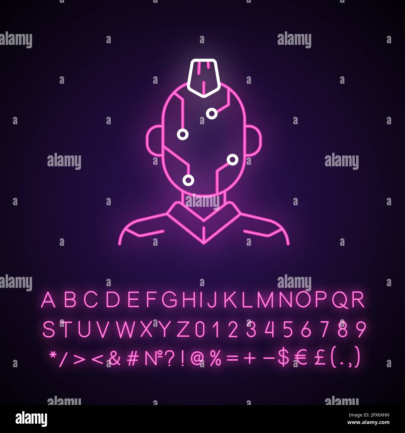 Face microcircuit neon light icon Stock Vector Image & Art - Alamy