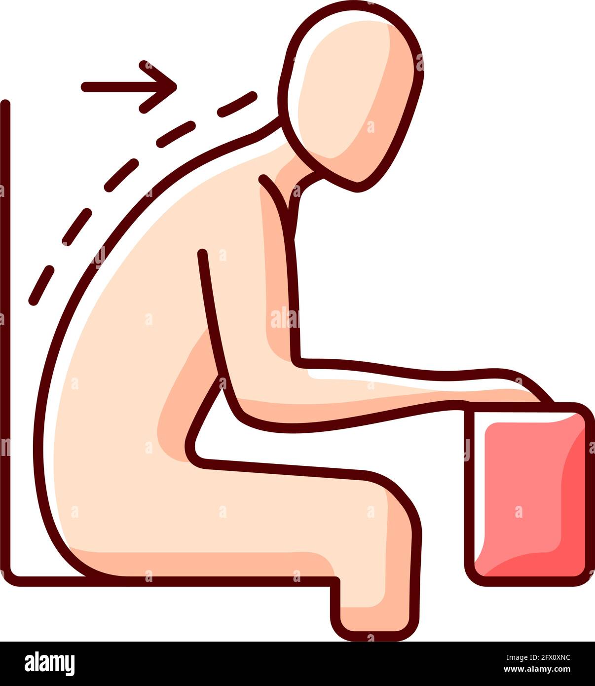 Forward tilted sitting position RGB color icon Stock Vector