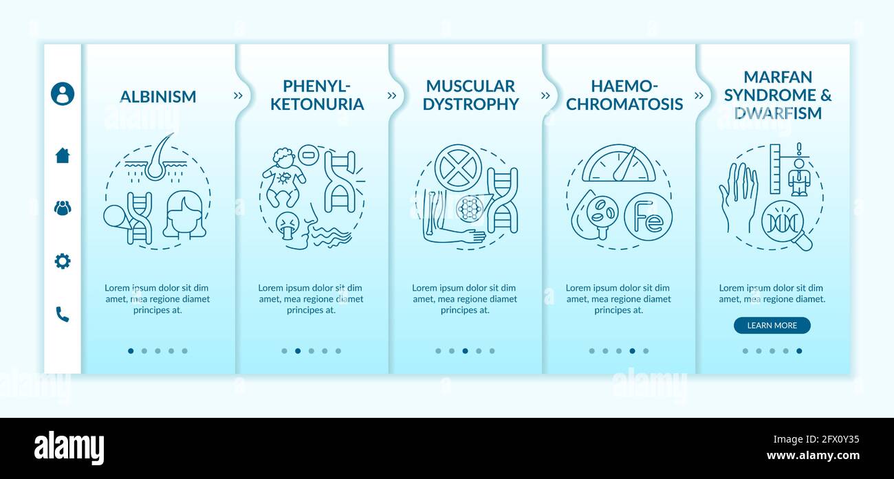 Various genetic disorders onboarding vector template Stock Vector