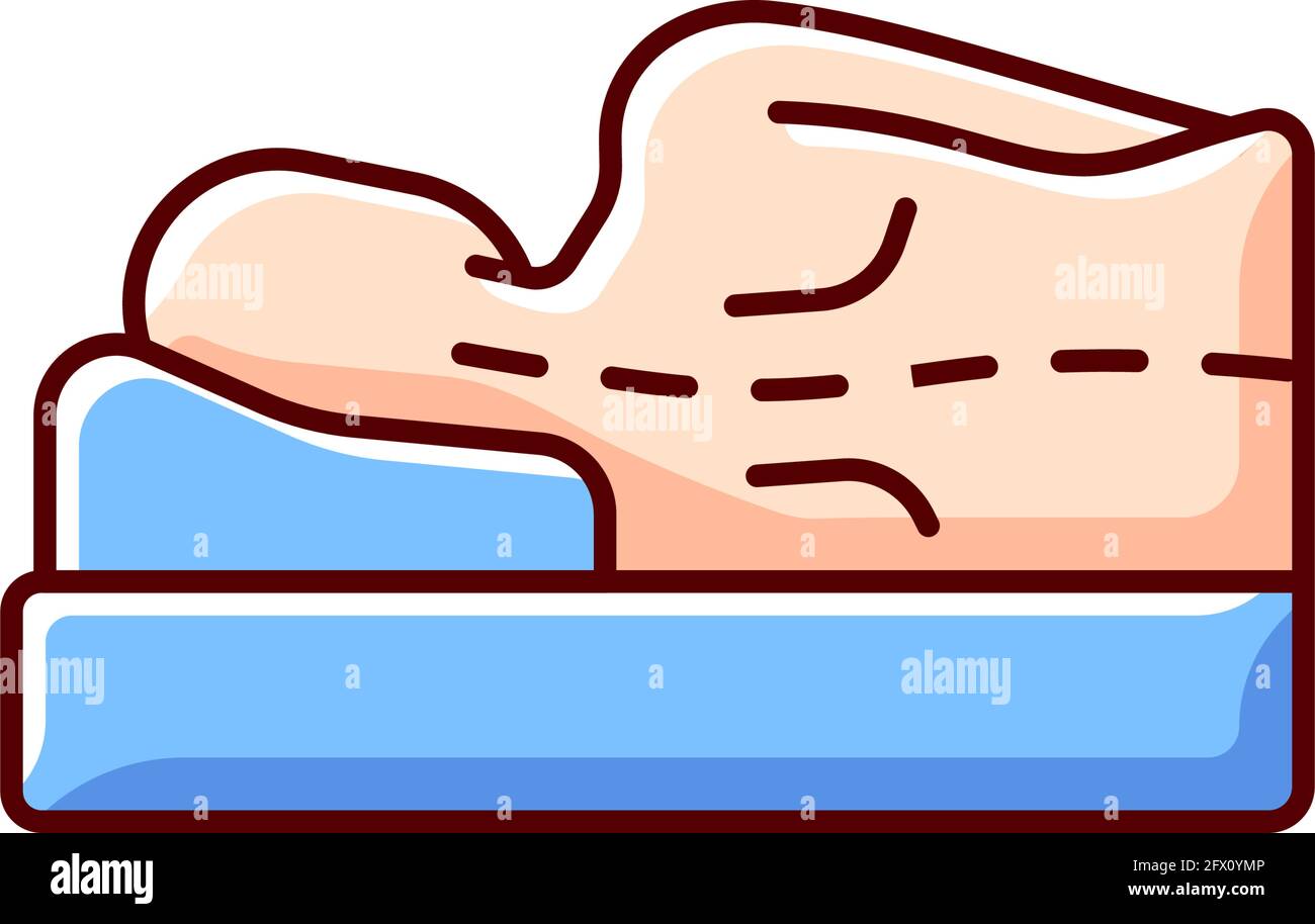 Incorrect sleeping position RGB color icon Stock Vector