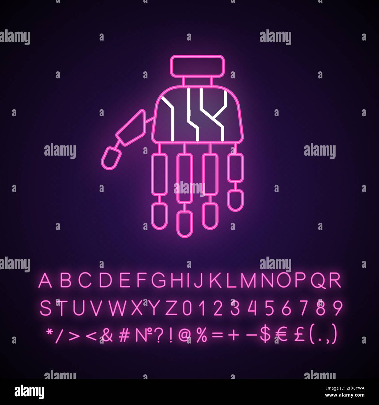 Bionic limb neon light icon Stock Vector