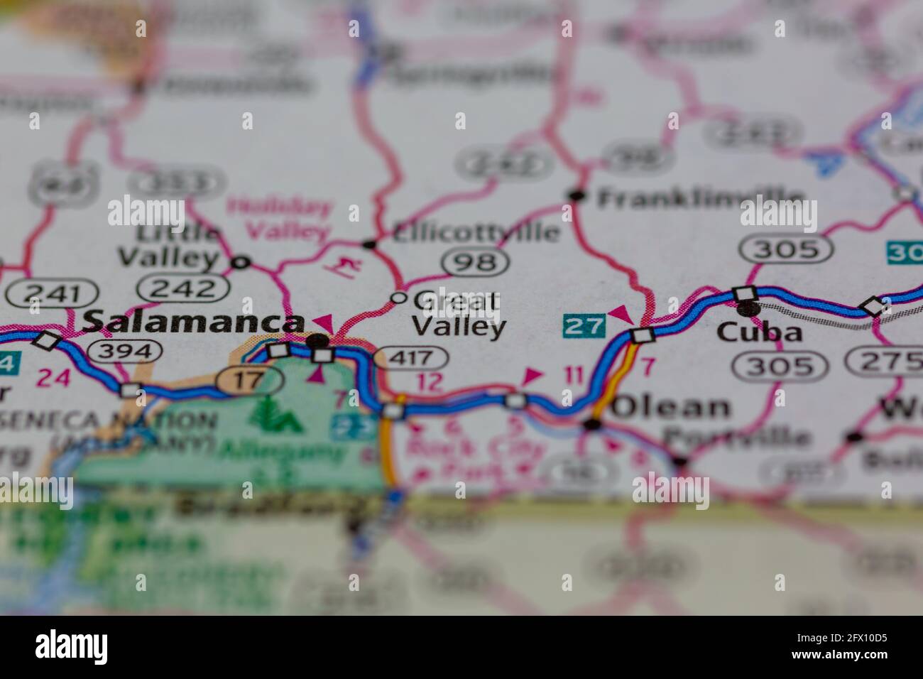 Great Valley New York USA Shown on a Geography map or road map Stock