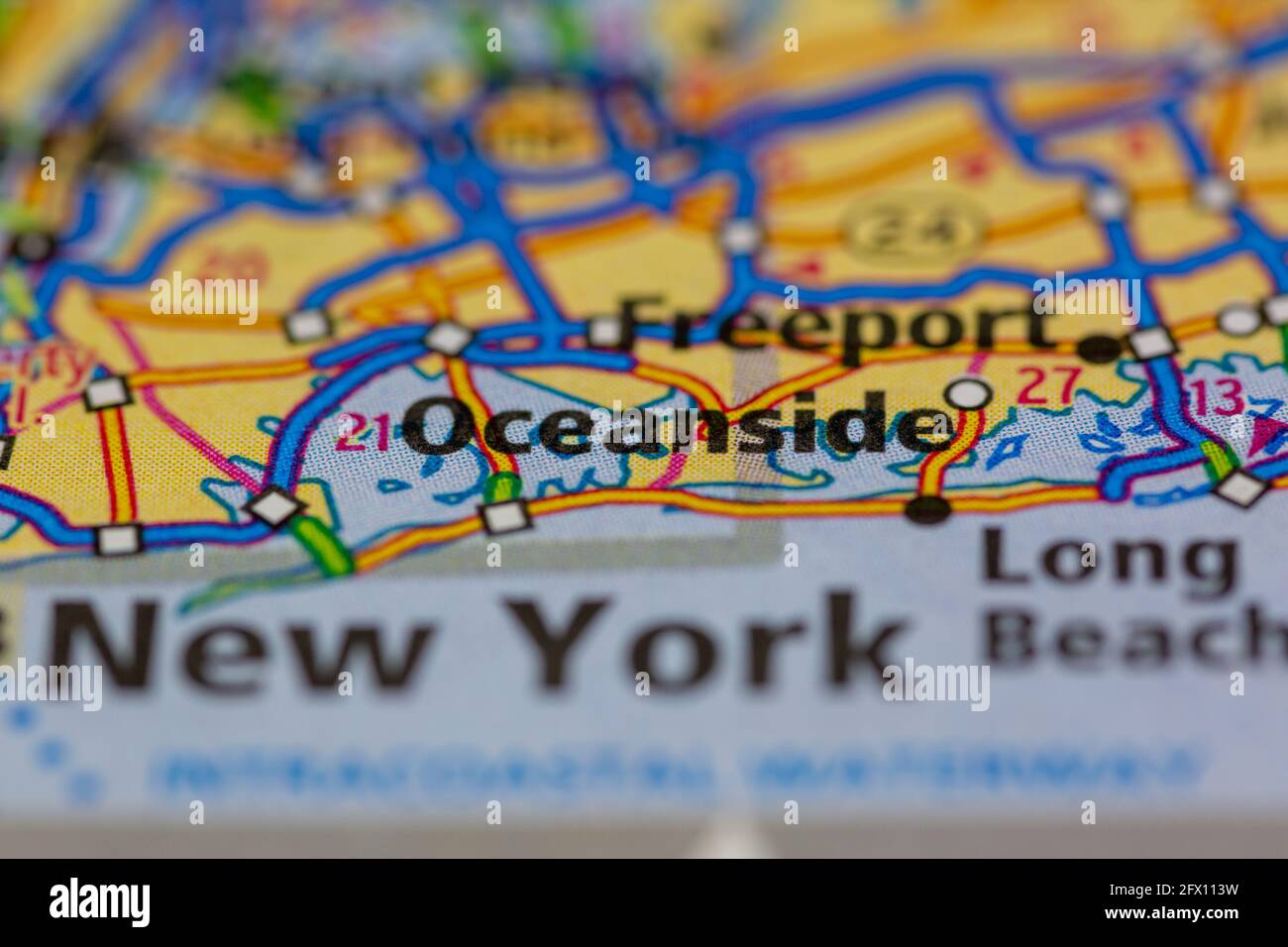 Oceanside New York USA Shown on a Geography map or road map Stock Photo 