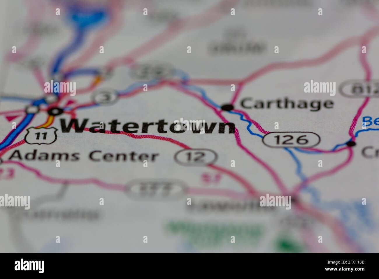 Watertown New York USA Shown on a Geography map or road map Stock Photo