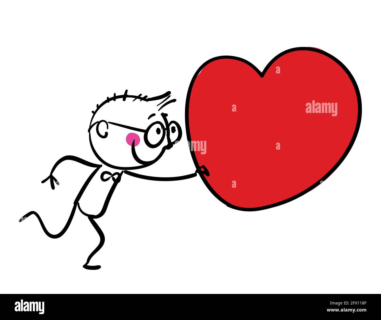 Cartoon boy with heart vector valentine day illustration Stock Vector ...