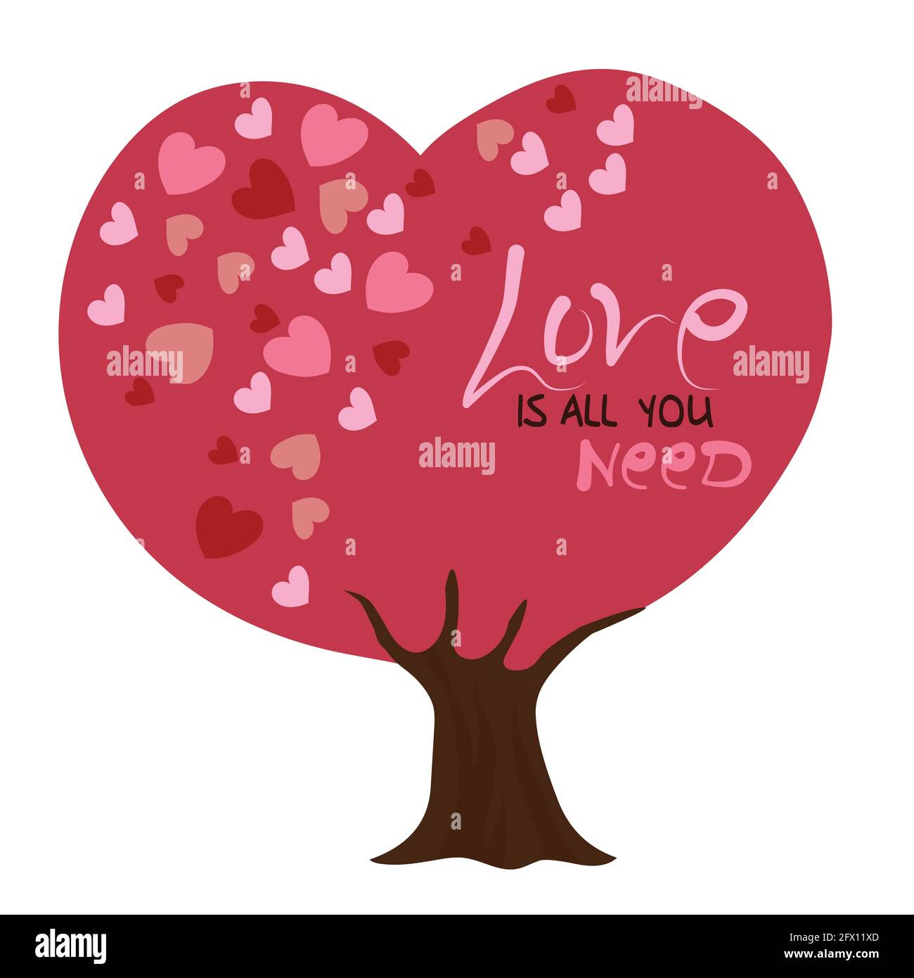 Love is all you need valentineday tree vector illustration Stock Vector