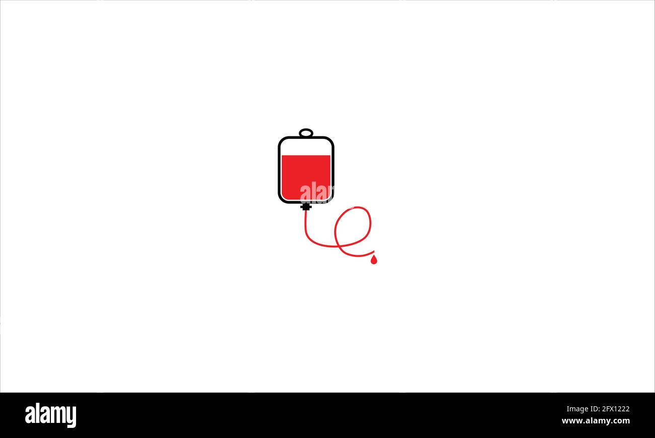 Blood donation bag or Bottle in simple flat minimal vector icon Logo Stock Vector