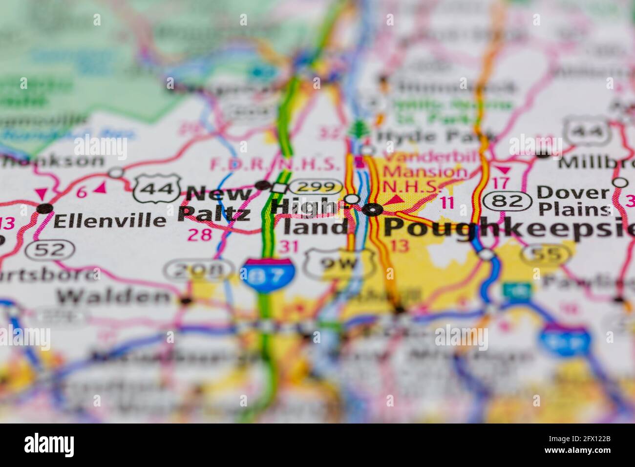 Highland New York USA Shown on a Geography map or road map Stock Photo 