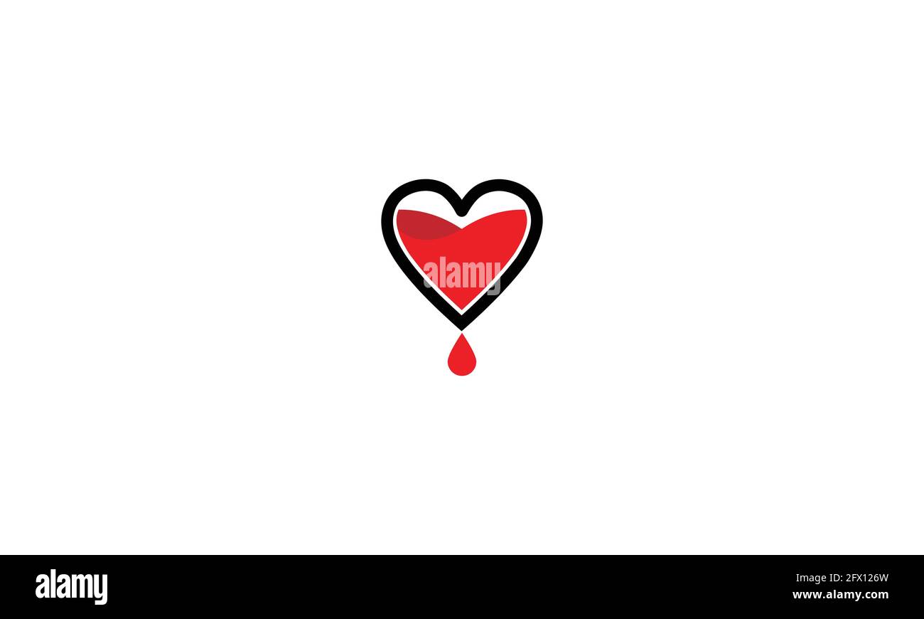 Love Heart blood donation bag or bottle in minimal flat vector icon Logo Stock Vector