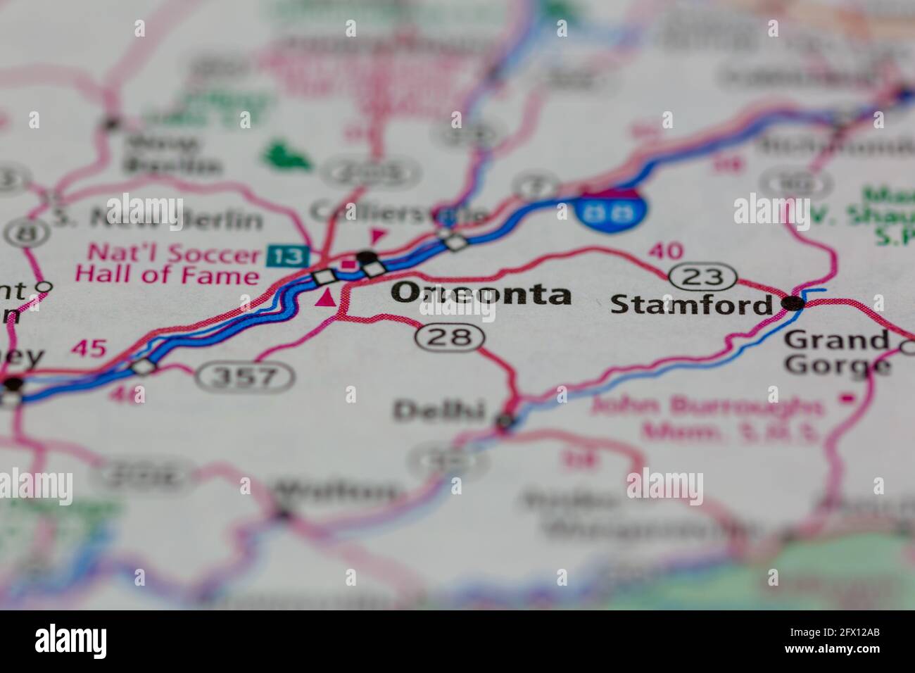 Oneonta New York USA Shown on a Geography map or road map Stock Photo