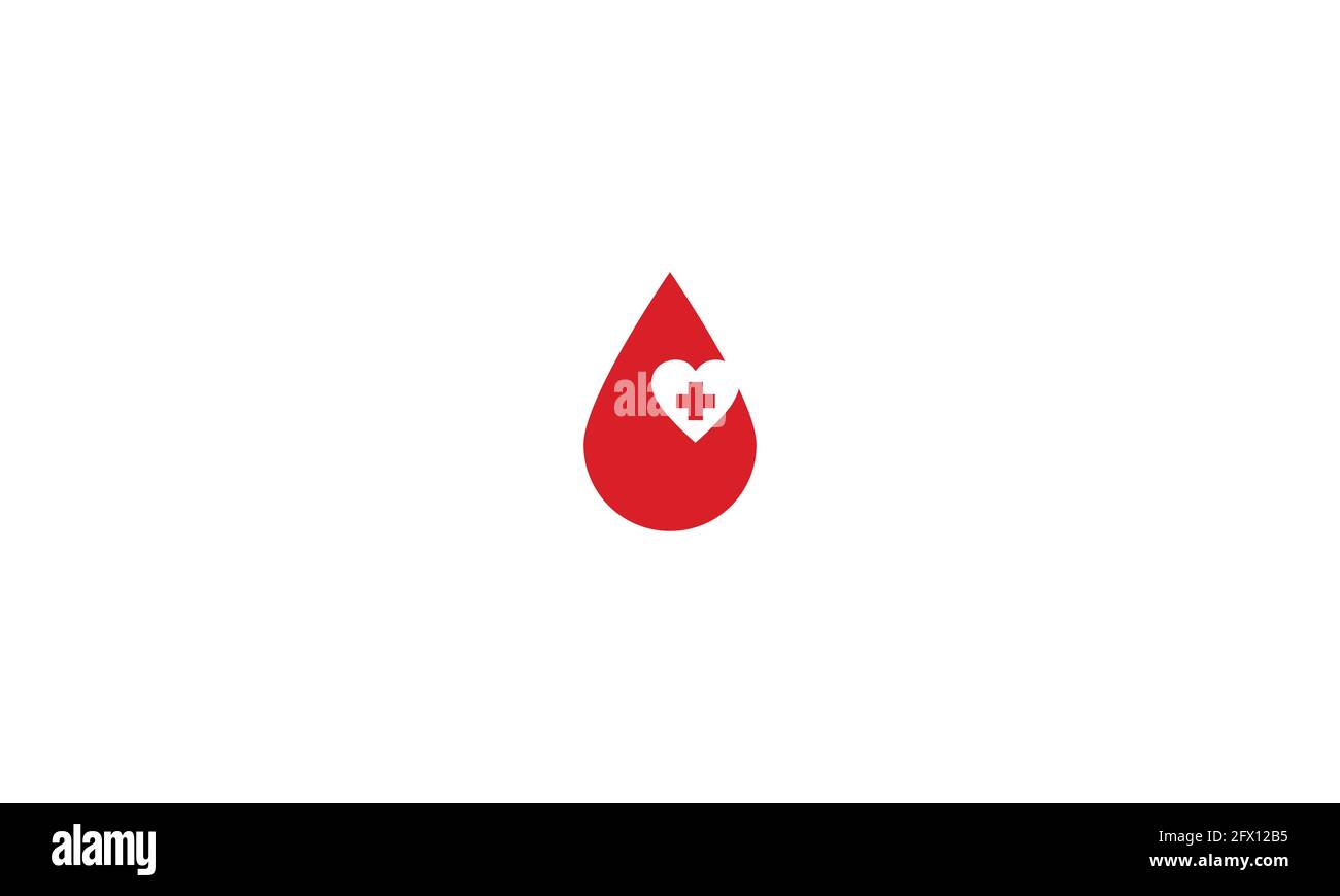 Blood drop donor vector illustration or blood health care icon logo design with hospital plus sign Stock Vector