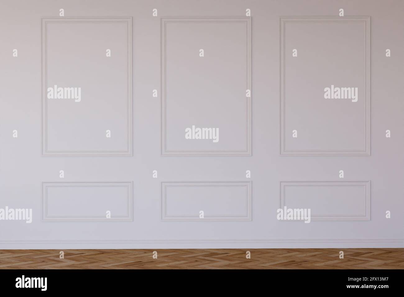 Classic empty interior wall with mouldings. Digital illustration. 3d rendering Stock Photo