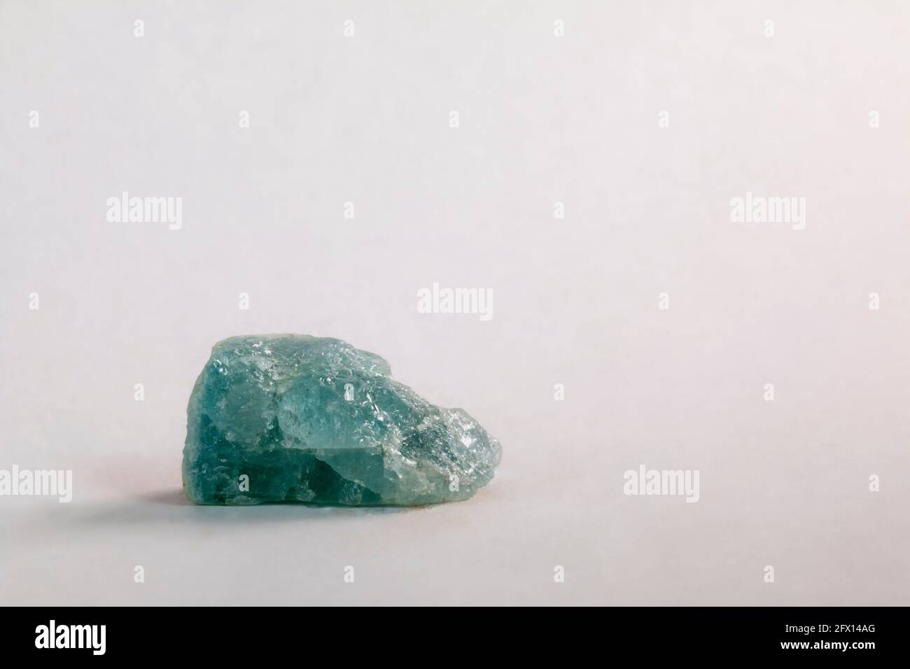 Specimen of aquamarine on a white background Stock Photo