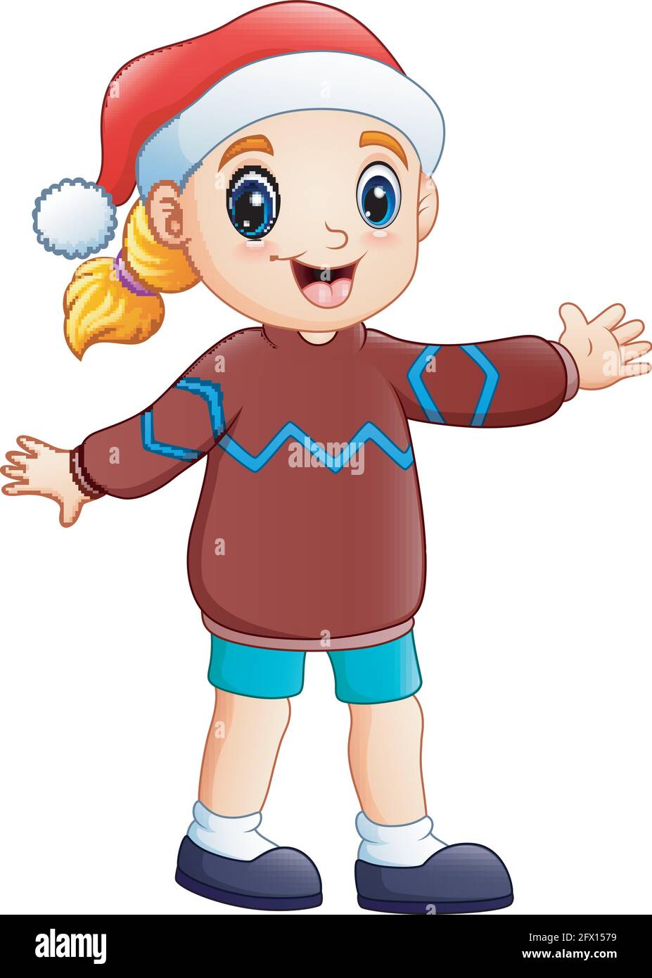 Cartoon happy girl in winter clothes Stock Vector Image & Art Alamy