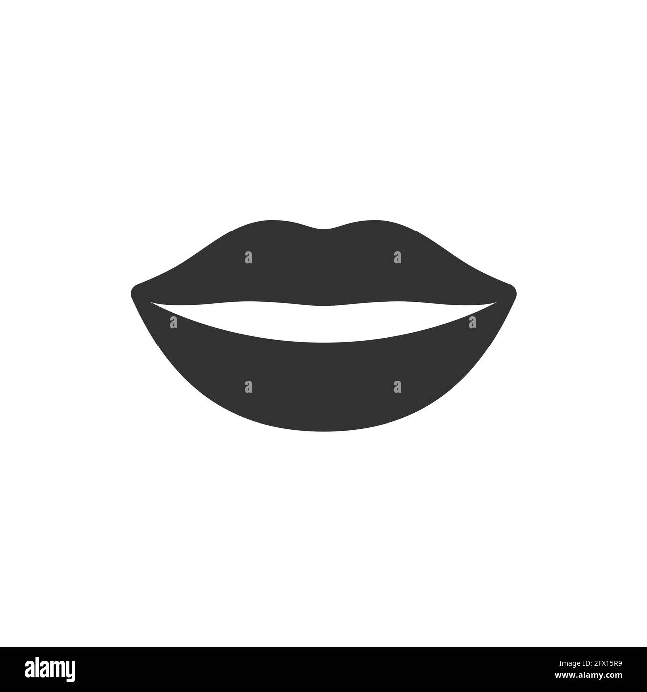 Female pretty lips black vector icon. Woman lips symbol. Stock Vector