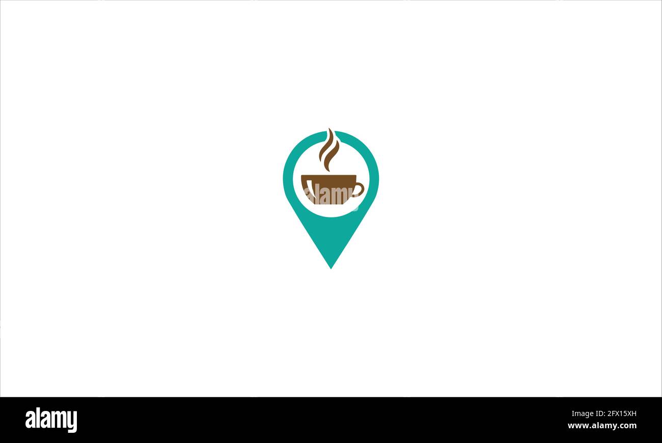 Coffee pin café locations icon From Map Navigation logo vector