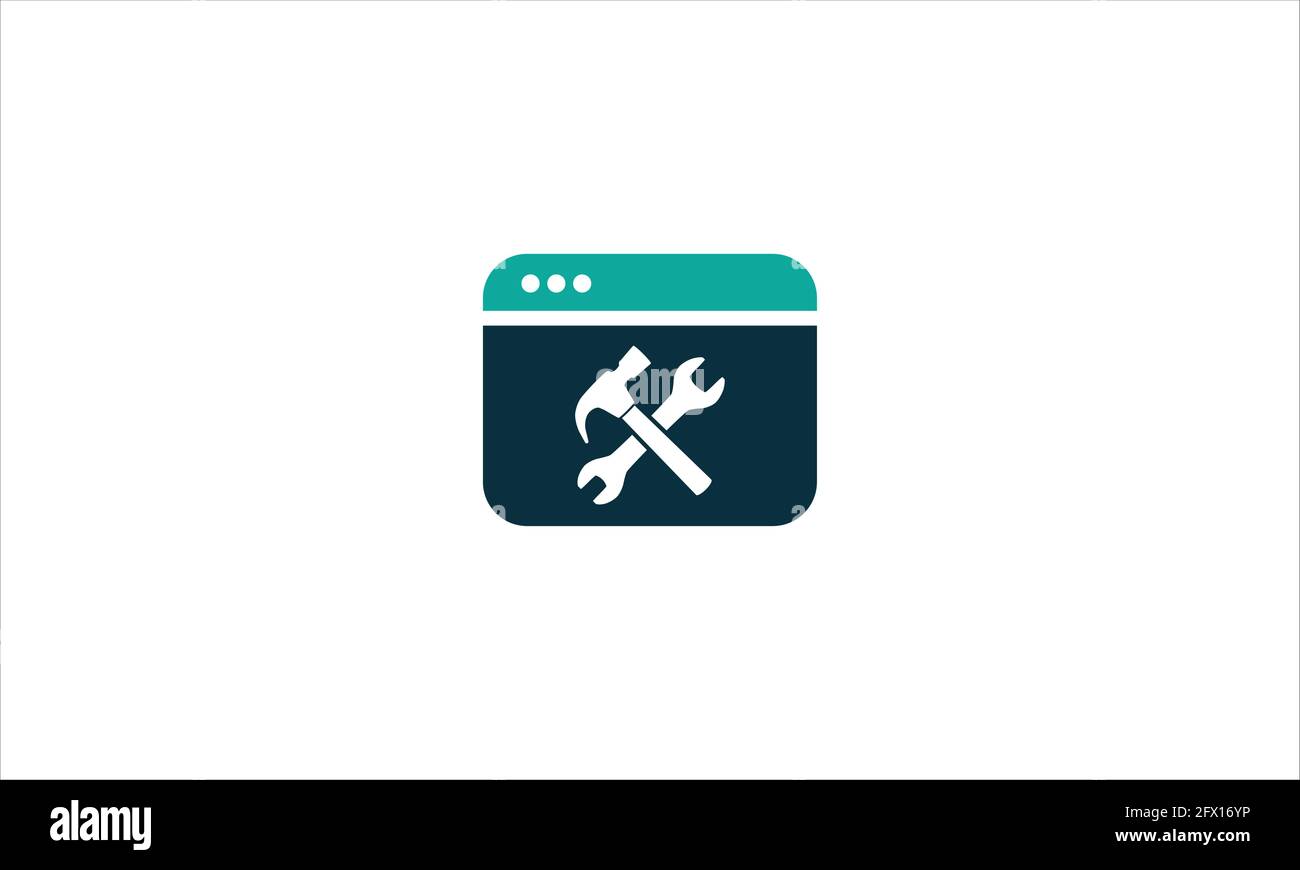 Browser settings line icon. linear style sign for mobile concept and web design. Web page with wrench and screwdriver outline vector icon. Stock Vector