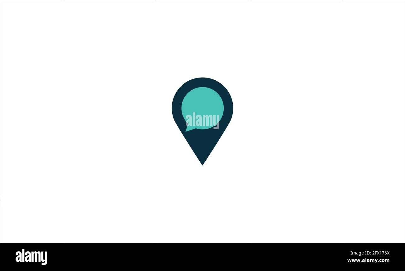 Modern creative full color pin map location chat icon logo design vector illustration Stock Vector