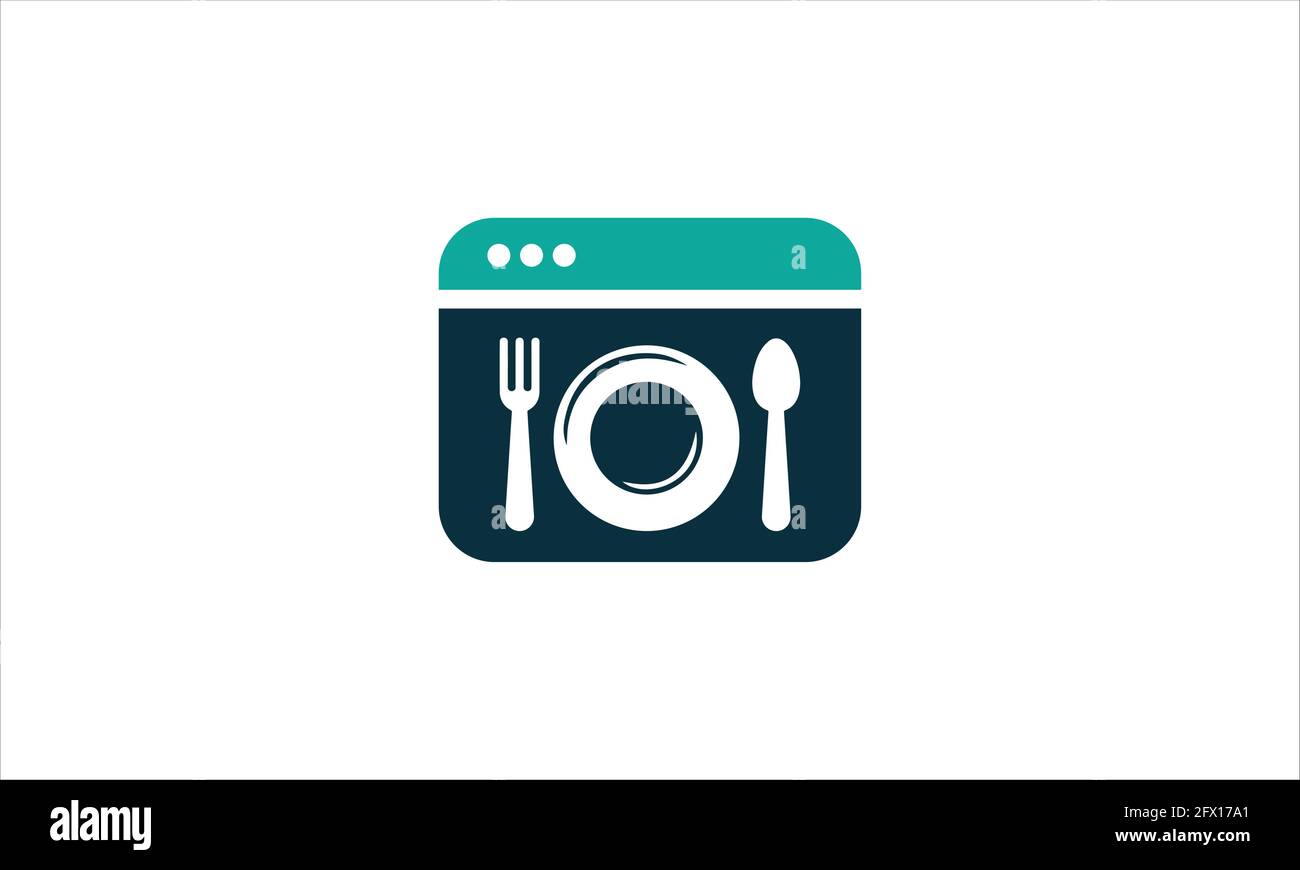 Online Food logo designs vector,  food logo template designs. Or food signal online food ordering logo icon sign symbol vector. Order food on internet, Stock Vector
