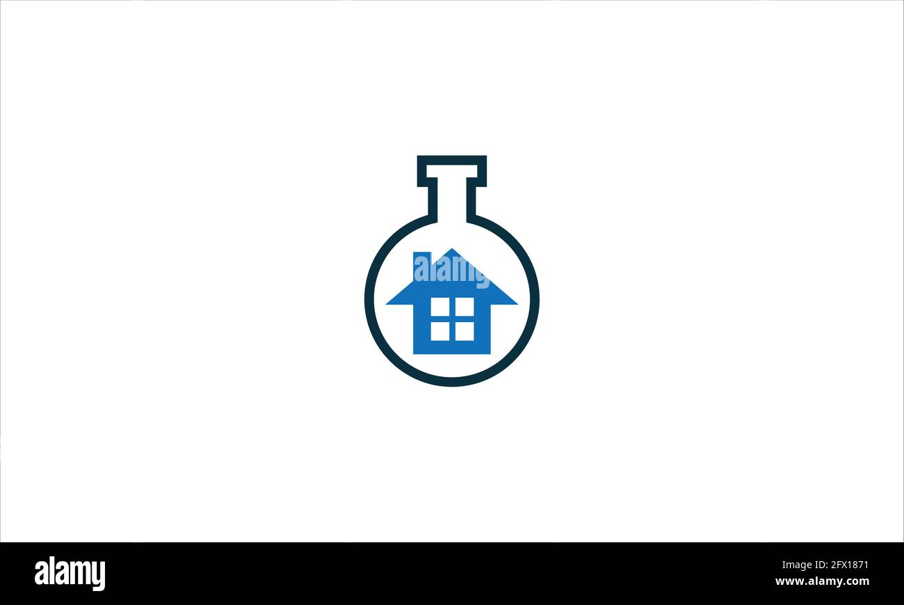 Creative abstract labs house sign logo design icon template. House laboratory logo design. Creative house and Laboratory logo concept. Vector logo temp Stock Vector