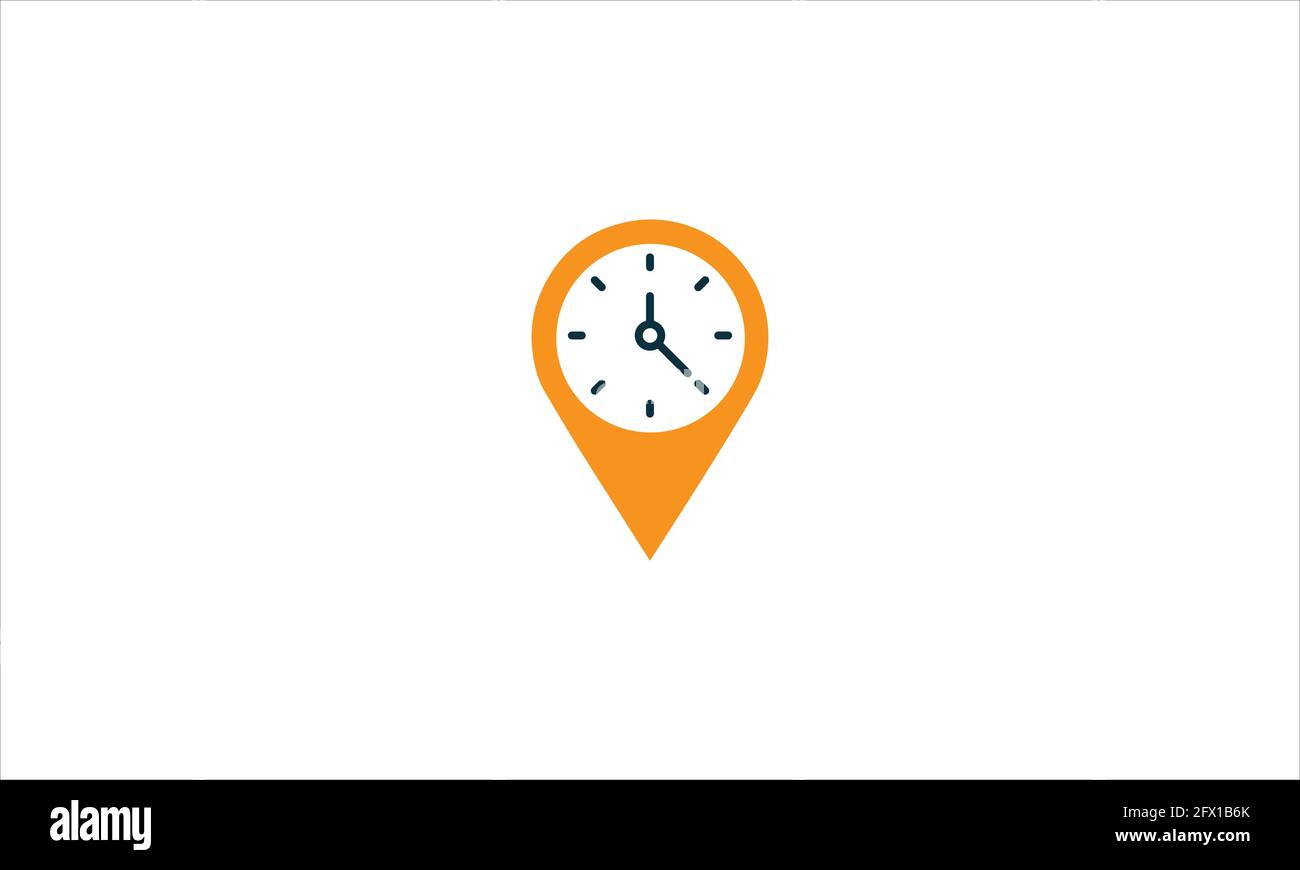 location clock vector icon logo  silhouette style vector illustration template Stock Vector