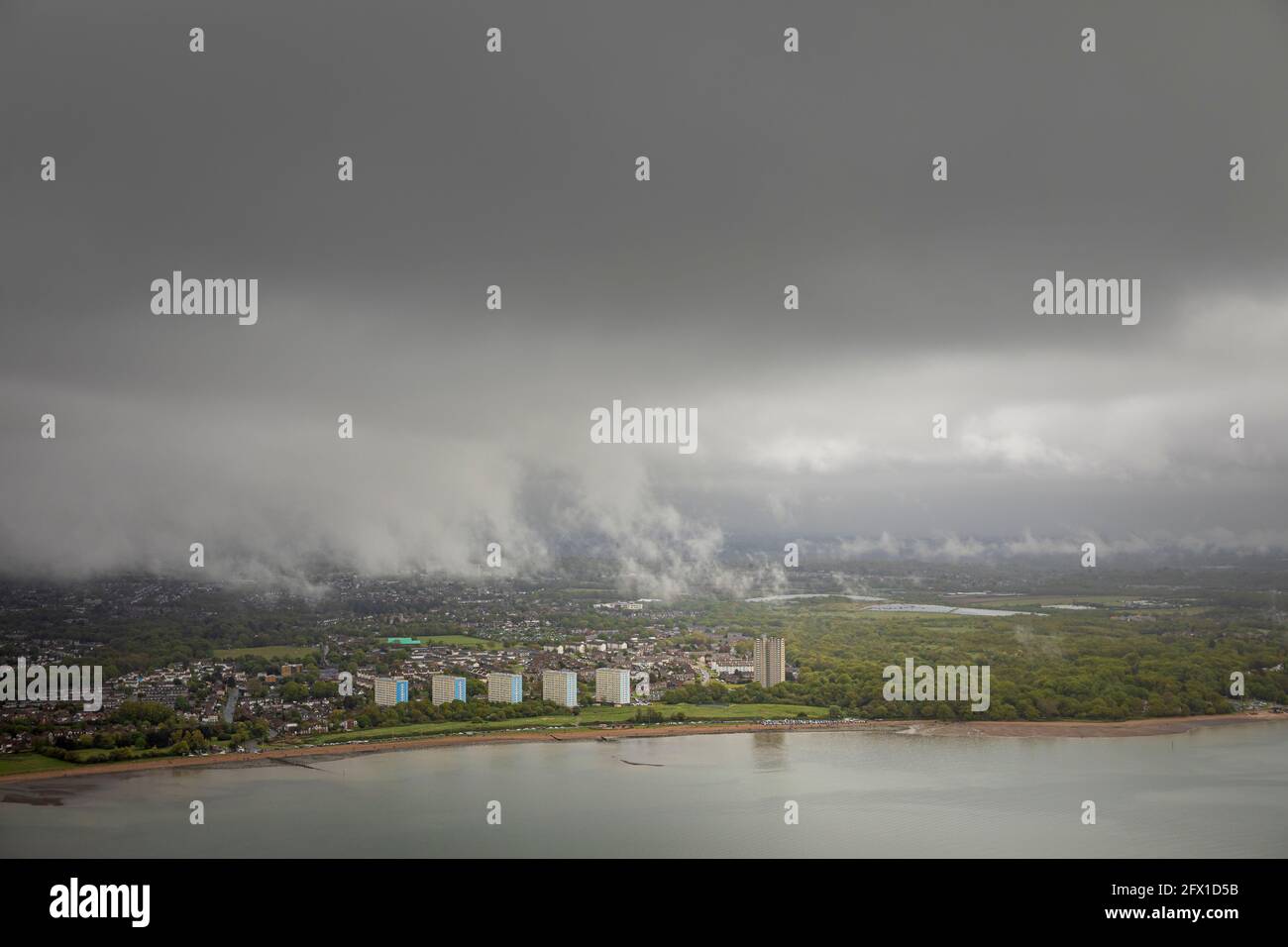 Aerial view of SouthamptonÕs Weston Shore and council flats, Hampshire. Picture date: Sunday May 16, 2021. Photograph by Christopher Ison © 0754404417 Stock Photo