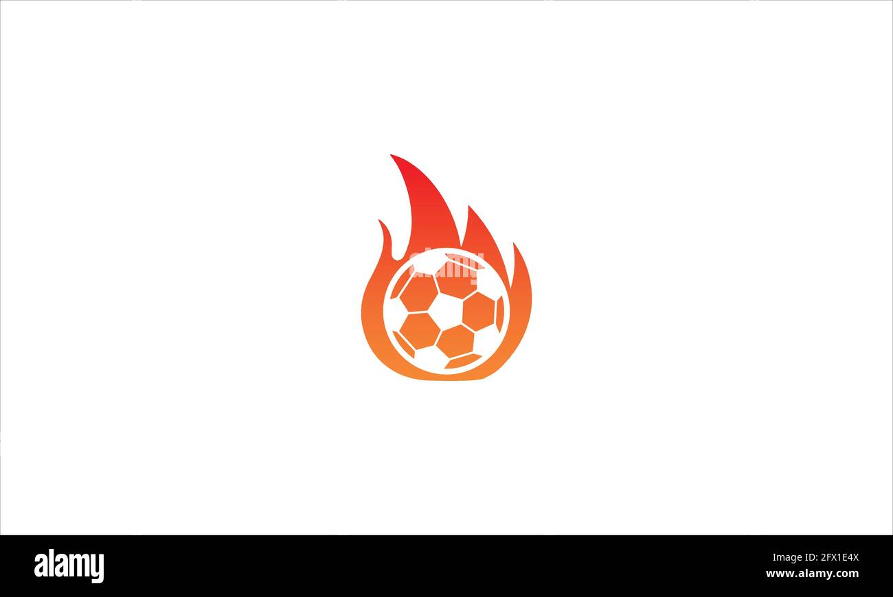 Vector illustration of football soccer ball with simple flame shape icon logo design Stock Vector