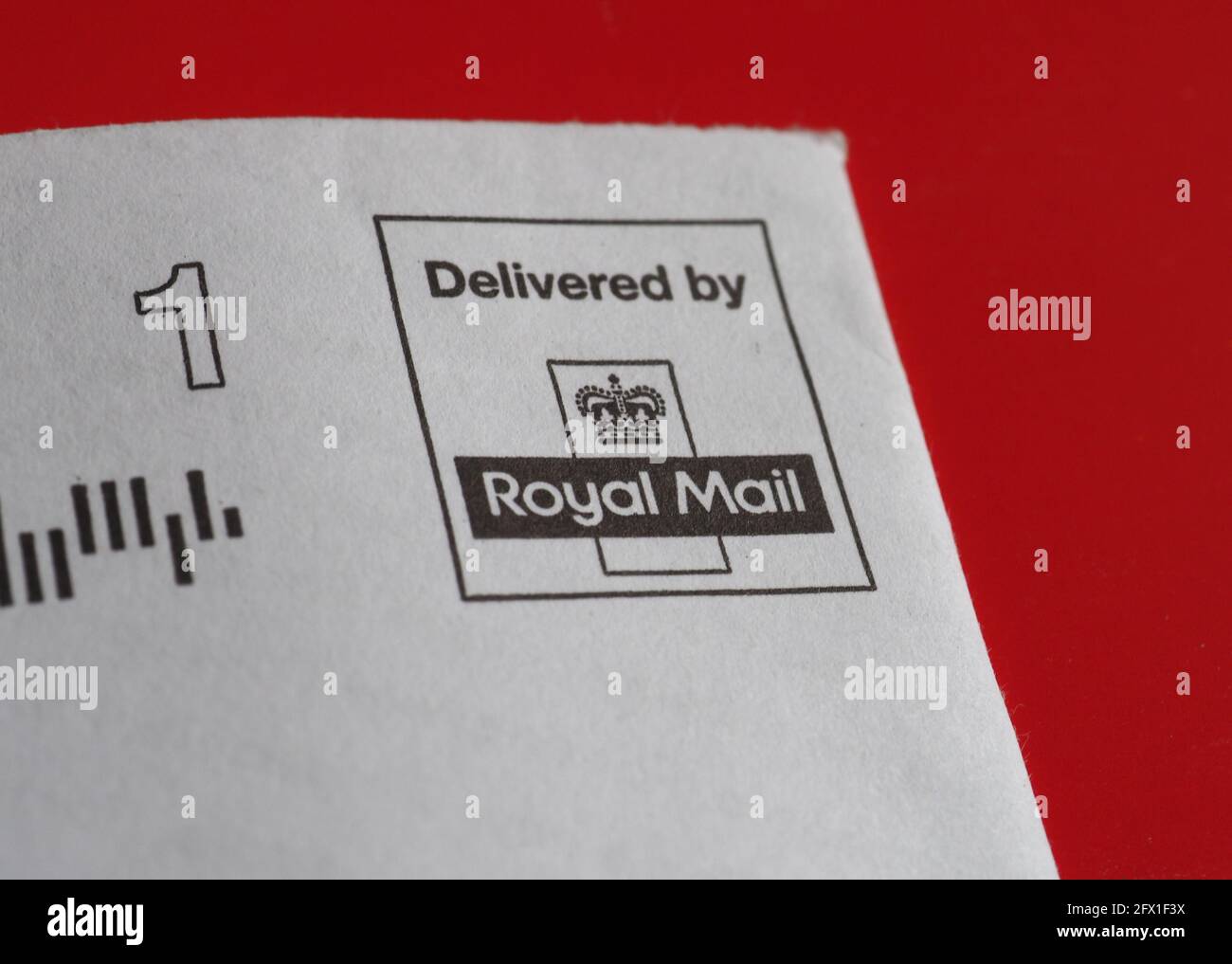 LONDON, UK CIRCA MAY 2021 Delivered by Royal Mail postage meter used
