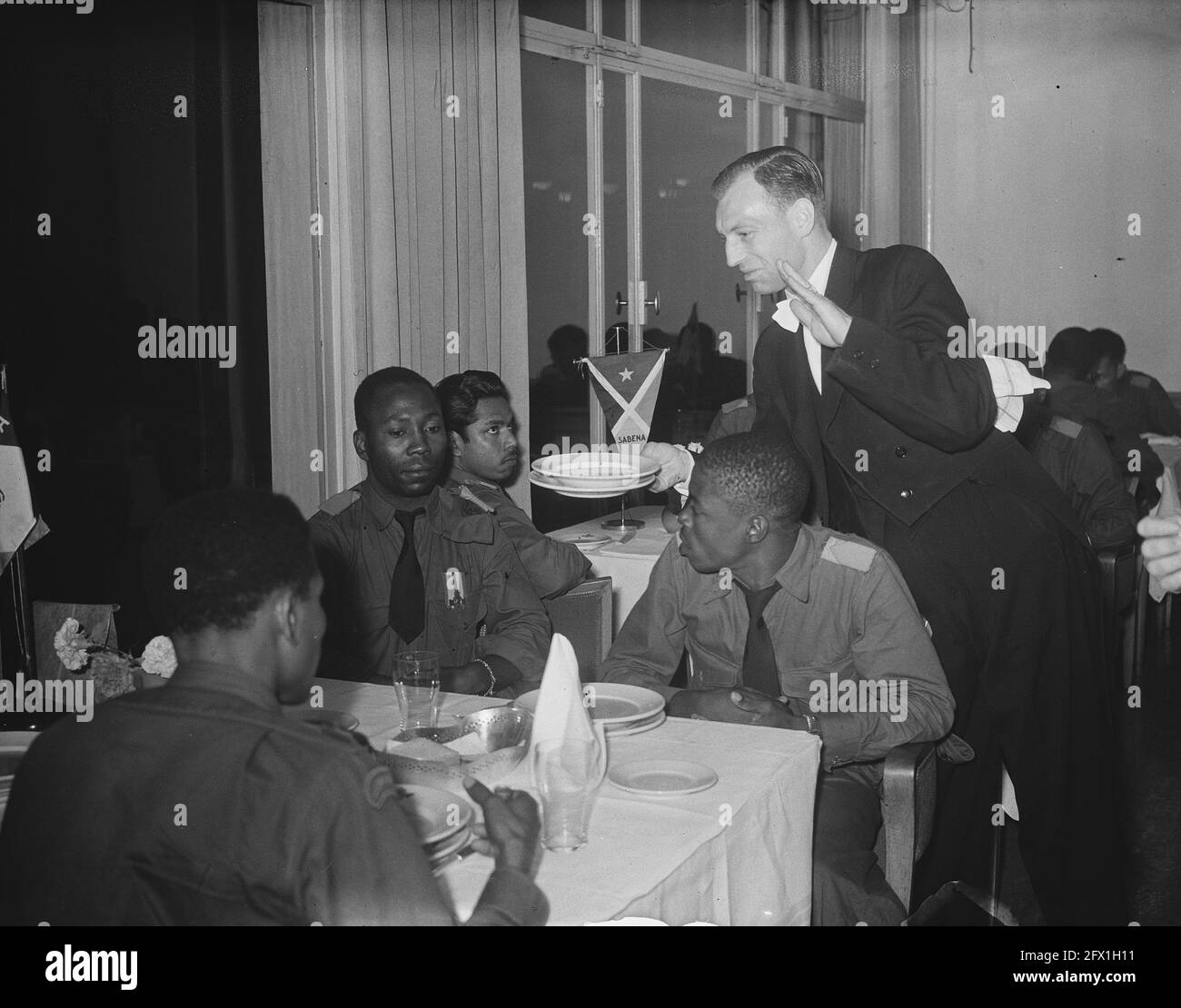 Korea volunteers from Suriname at Schiphol Airport, June 28, 1951, volunteers, The Netherlands, 20th century press agency photo, news to remember, documentary, historic photography 1945-1990, visual stories, human history of the Twentieth Century, capturing moments in time Stock Photo
