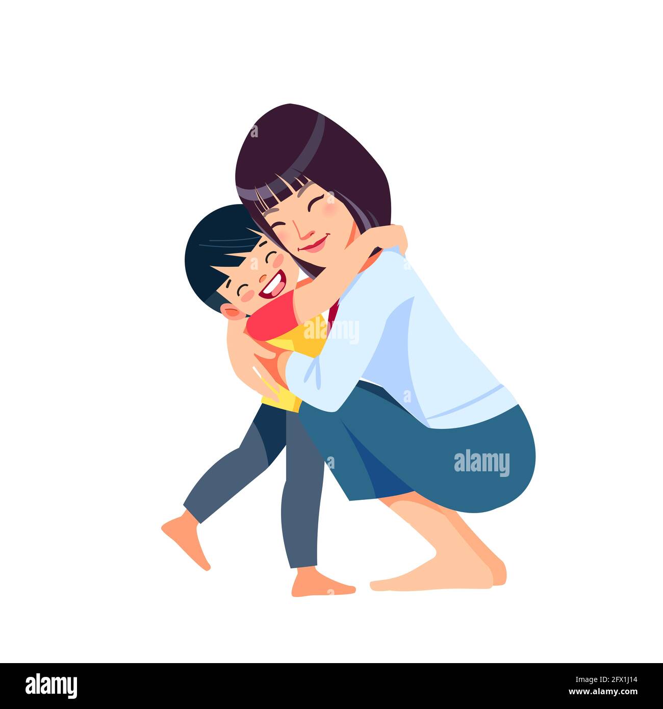 Asian woman mother and child. Mom hugging her son with a lot of love and  tenderness. Mother's day, holiday concept. Cartoon flat isolated vector  Stock Vector Image & Art - Alamy