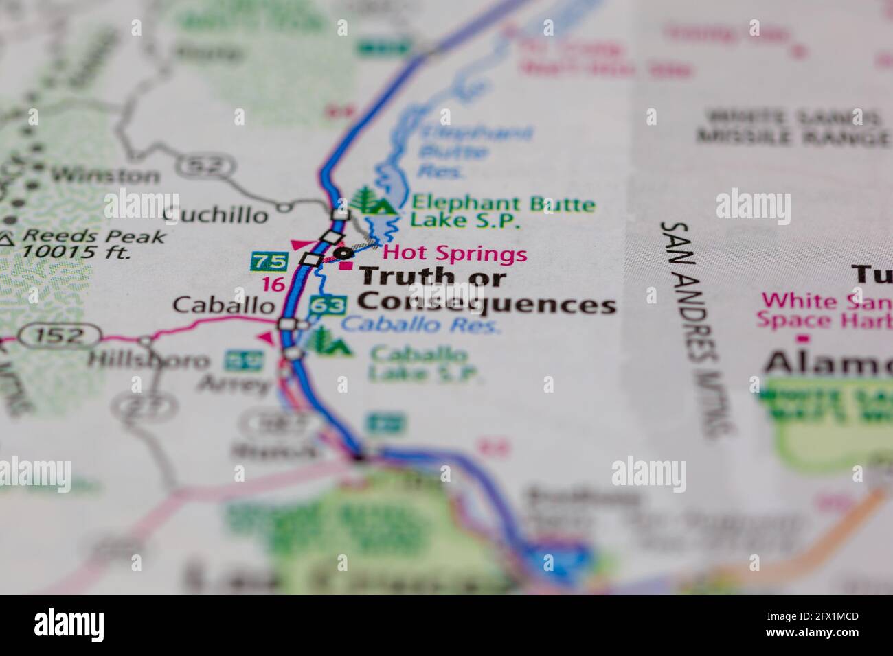 Truth or Consequences New Mexico USA shown on a Geography map or road ma Stock Photo - Alamy