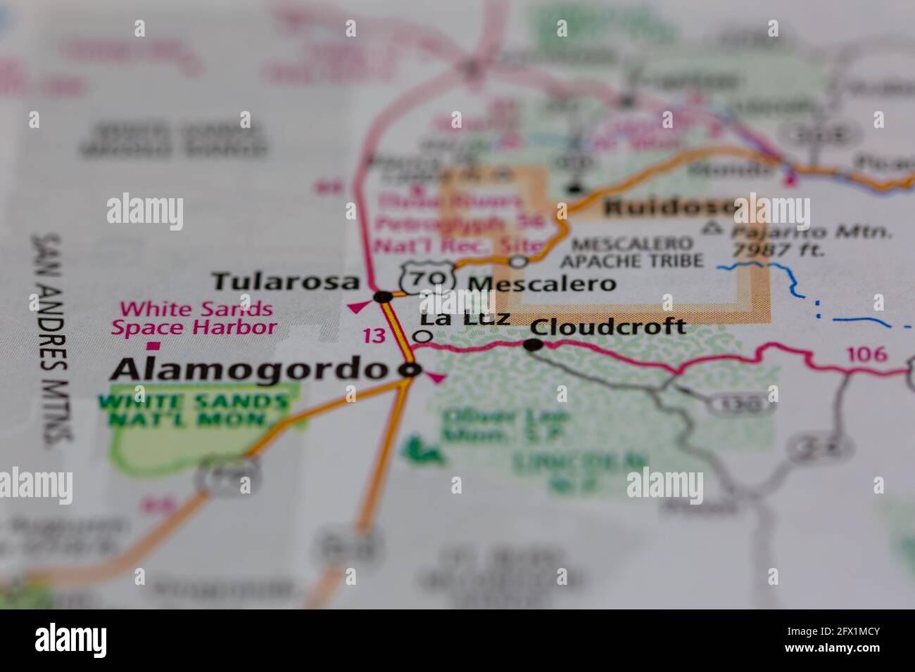 La Luz New Mexico USA shown on a Geography map or road ma Stock Photo