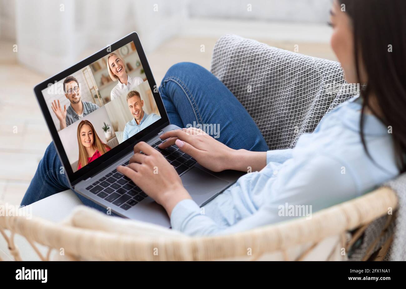 New normal, social distancing, online chat with friends, family and  colleagues Stock Photo - Alamy