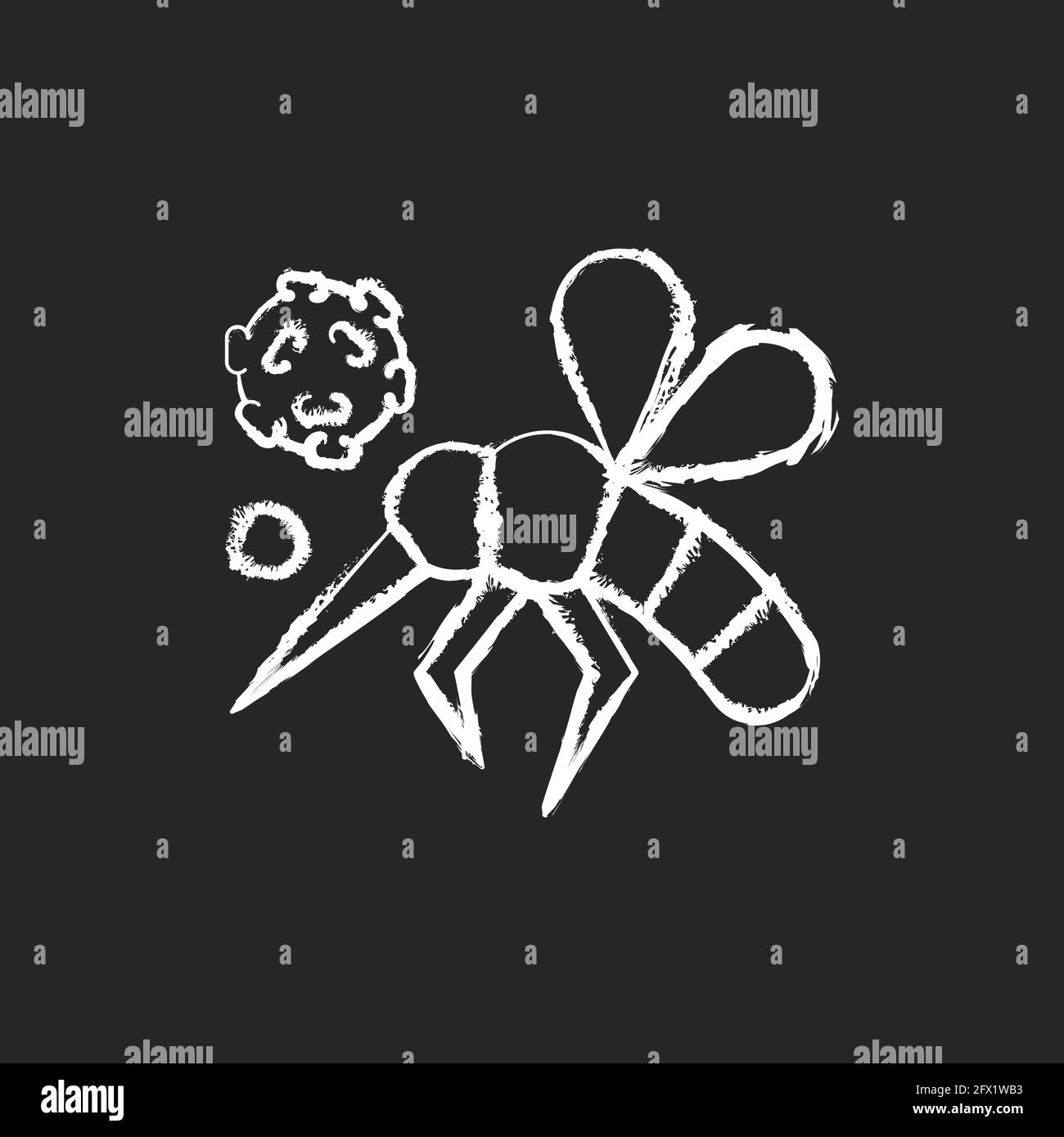 Insects chalk white icon on black background Stock Vector