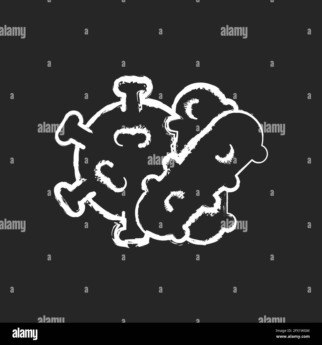 Bacteria and viruses chalk white icon on black background Stock Vector ...