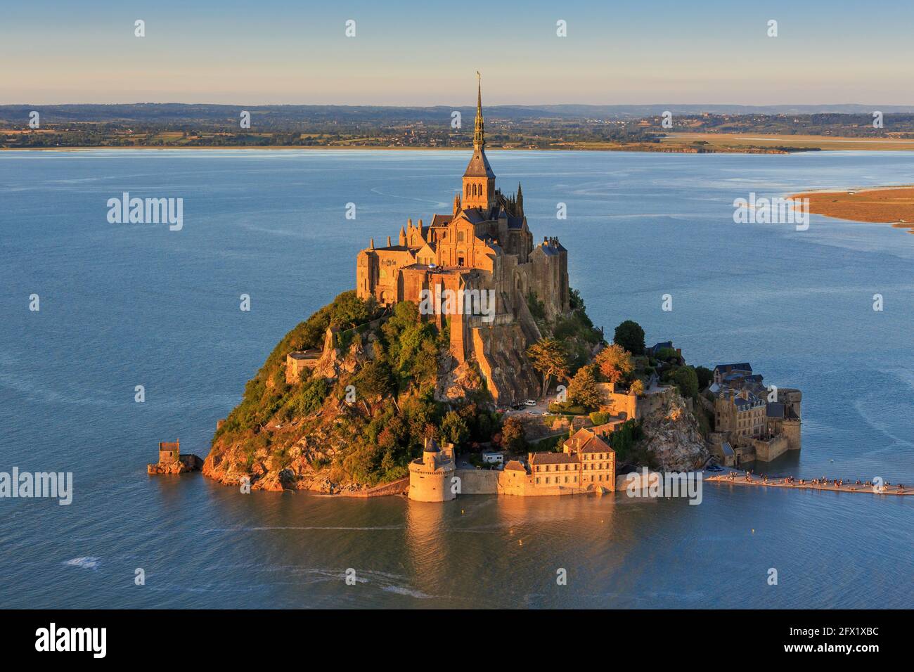 FRANCE. NORMANDY. MANCHE (50) AERIAL VIEW OF MONT SAINT MICHEL ABBEY Stock Photo