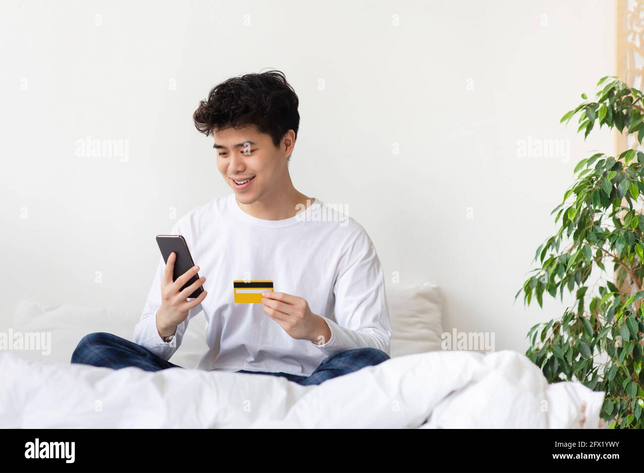 Online shopping at home, be safe, pay with money remotely Stock Photo Alamy