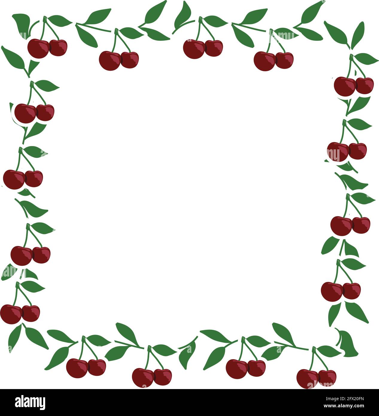 cherry branch with leaves, , graphic design element Stock Vector