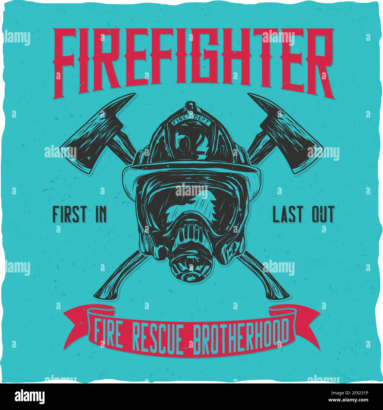 Firefighter t-shirt label design with illustration of helmet with Crossed  Axes Stock Vector Image & Art - Alamy