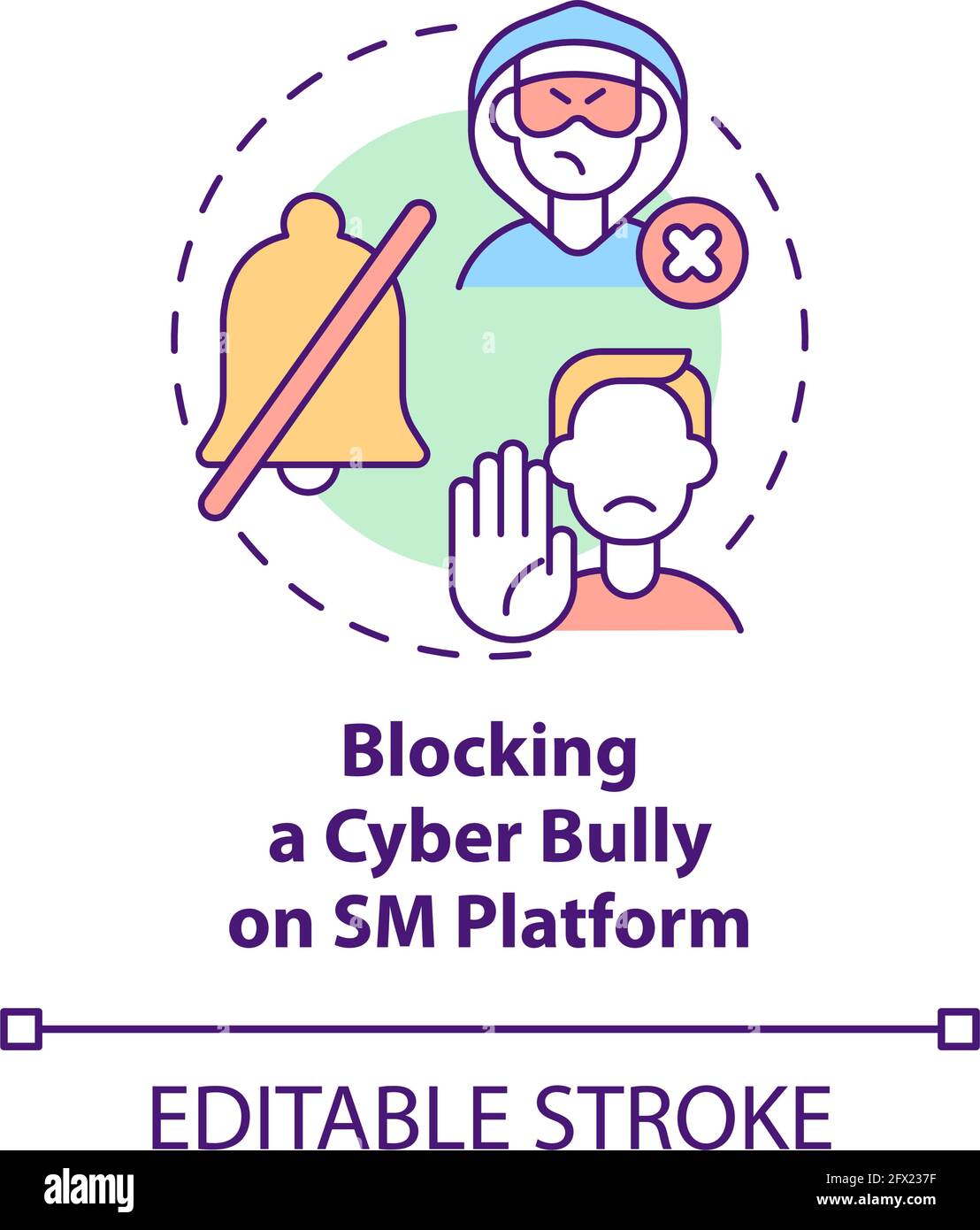 Blocking cyber bully on SM platform concept icon Stock Vector Image ...